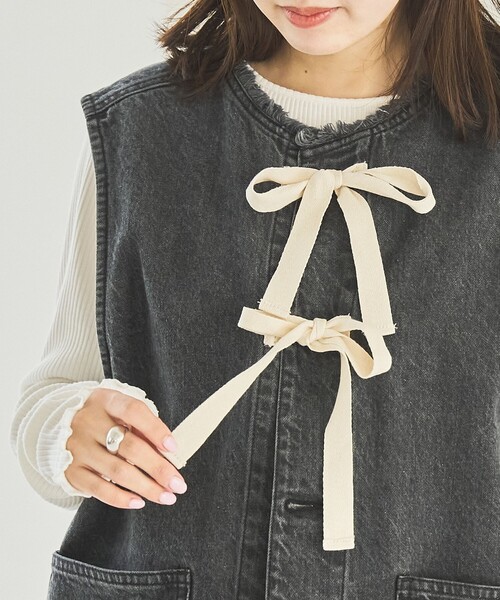 coen(コーエン)の「デニムリボンベスト(ベスト・レディース・コバルトブルー/ダークグレー・FREE)」の9枚目の写真