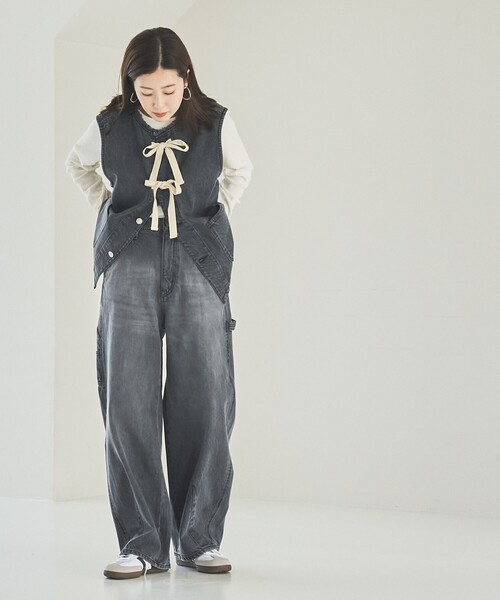 coen(コーエン)の「デニムリボンベスト(ベスト・レディース・コバルトブルー/ダークグレー・FREE)」の11枚目の写真