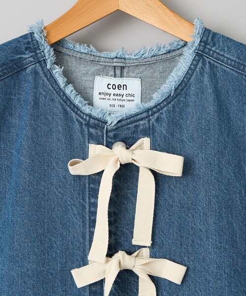coen(コーエン)の「デニムリボンベスト(ベスト・レディース・コバルトブルー/ダークグレー・FREE)」の17枚目の写真