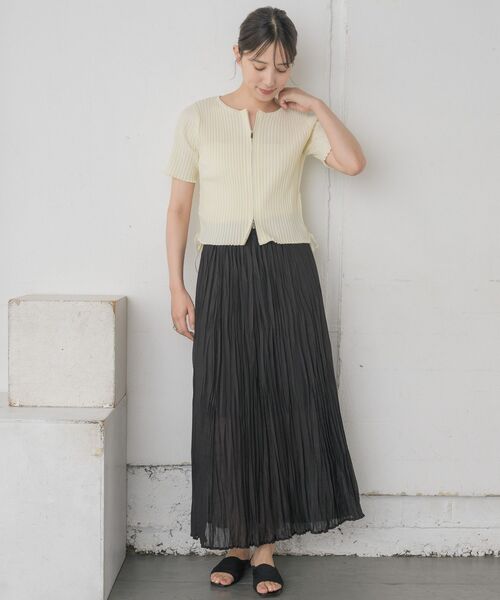 RETRO GIRL（レトロガール）の「裾ドロストZIPカーデ（カーディガン/ボレロ・レディース・ブラック/オレンジ/グリーン/ブラック系その他3/ナチュラル・FREE）」の6枚目の写真