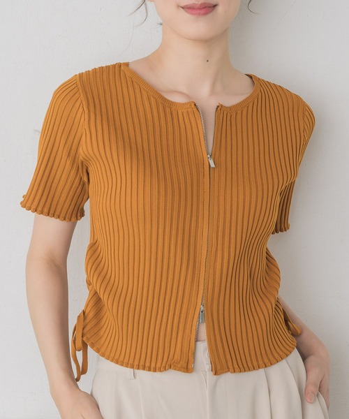 RETRO GIRL（レトロガール）の「裾ドロストZIPカーデ（カーディガン/ボレロ・レディース・ブラック/オレンジ/グリーン/ブラック系その他3/ナチュラル・FREE）」の5枚目の写真