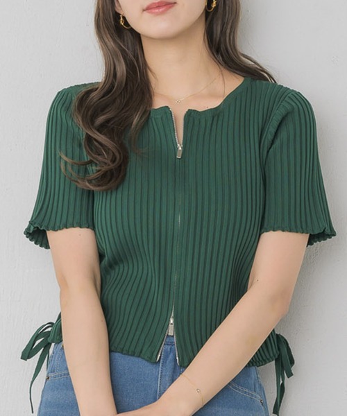 RETRO GIRL（レトロガール）の「裾ドロストZIPカーデ（カーディガン/ボレロ・レディース・ブラック/オレンジ/グリーン/ブラック系その他3/ナチュラル・FREE）」の4枚目の写真