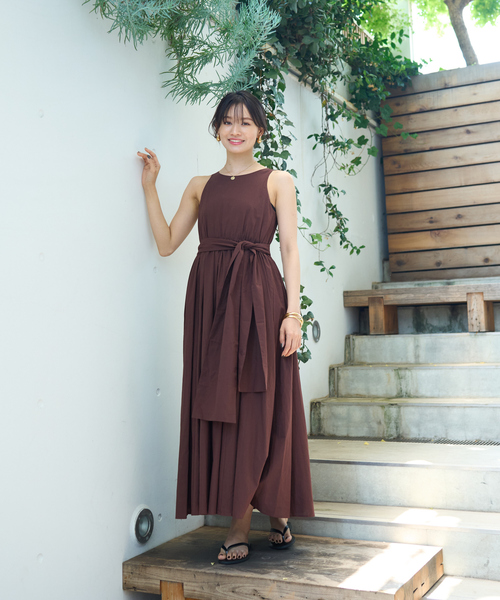 【一部店舗限定】コットンローンノースリーブリボンワンピース（ワンピース）｜Rouge vif（ルージュヴィフ）