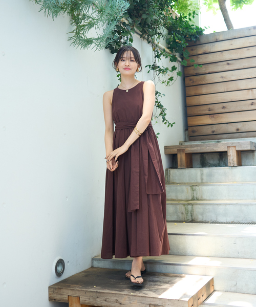 【一部店舗限定】コットンローンノースリーブリボンワンピース（ワンピース）｜Rouge vif（ルージュヴィフ）