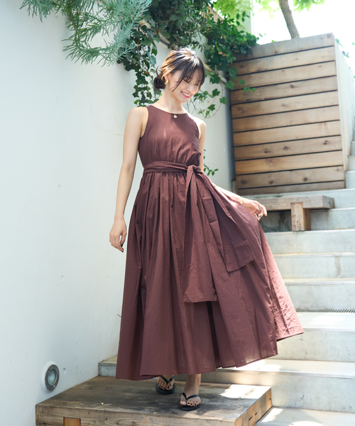 【一部店舗限定】コットンローンノースリーブリボンワンピース（ワンピース）｜Rouge vif（ルージュヴィフ）