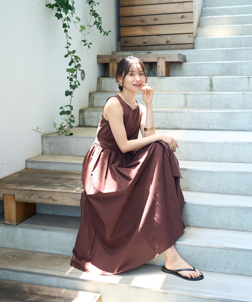 【一部店舗限定】コットンローンノースリーブリボンワンピース（ワンピース）｜Rouge vif（ルージュヴィフ）