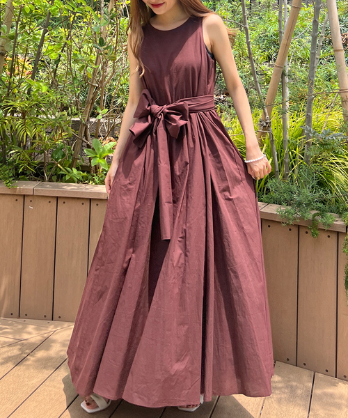 【一部店舗限定】コットンローンノースリーブリボンワンピース（ワンピース）｜Rouge vif（ルージュヴィフ）