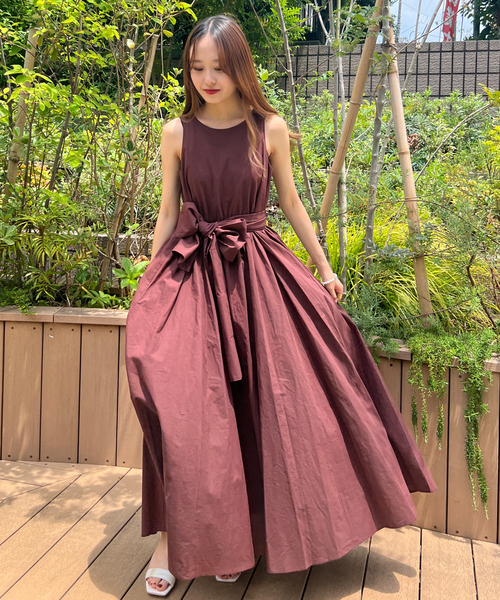 【一部店舗限定】コットンローンノースリーブリボンワンピース（ワンピース）｜Rouge vif（ルージュヴィフ）