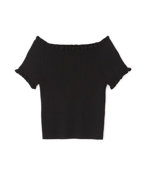 FREE'S MART（フリーズマート）の「◇2WAYオフショルフリルリブ半袖ニット（ニット/セーター・レディース・ブラック/ホワイト/レッド/グレー/パープル・FREE）」の6枚目の写真