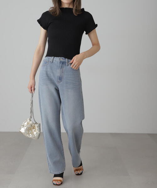 FREE'S MART（フリーズマート）の「◇2WAYオフショルフリルリブ半袖ニット（ニット/セーター・レディース・ブラック/ホワイト/レッド/グレー/パープル・FREE）」の10枚目の写真