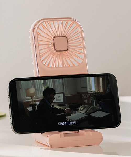 Cinderella（シンデレラ）の「ハンディファン 扇風機 持ち運び 首掛け扇風機 卓上扇風機 小型扇風機 折りたたみ式 コンパクト ミニ扇風機 モバイルバッテリー スマホスタンド 薄型 薄い 軽い 充電式 Type-C USB シンプル 夏 長持ち かわいい おしゃれ（生活家電・レディース・ホワイト/ピンク/ブラック×ホワイト/ホワイト×ブルー・FREE）」の8枚目の写真