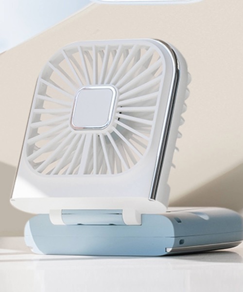 Cinderella（シンデレラ）の「ハンディファン 扇風機 持ち運び 首掛け扇風機 卓上扇風機 小型扇風機 折りたたみ式 コンパクト ミニ扇風機 モバイルバッテリー スマホスタンド 薄型 薄い 軽い 充電式 Type-C USB シンプル 夏 長持ち かわいい おしゃれ（生活家電・レディース・ホワイト/ピンク/ブラック×ホワイト/ホワイト×ブルー・FREE）」の9枚目の写真