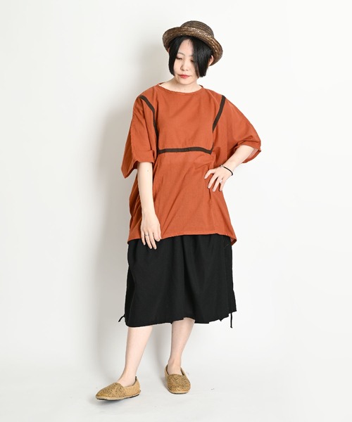 MARAI（マーライ）の「サイドリボン ワイドクロップドパンツ イージーパンツ（その他パンツ・レディース・レッド/グリーン/ベージュ/ネイビー/ブラック/ホワイト×ブラック/ブラック×レッド・FREE）」の11枚目の写真