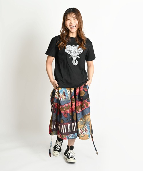 MARAI（マーライ）の「サイドリボン ワイドクロップドパンツ イージーパンツ（その他パンツ・レディース・レッド/グリーン/ベージュ/ネイビー/ブラック/ホワイト×ブラック/ブラック×レッド・FREE）」の20枚目の写真