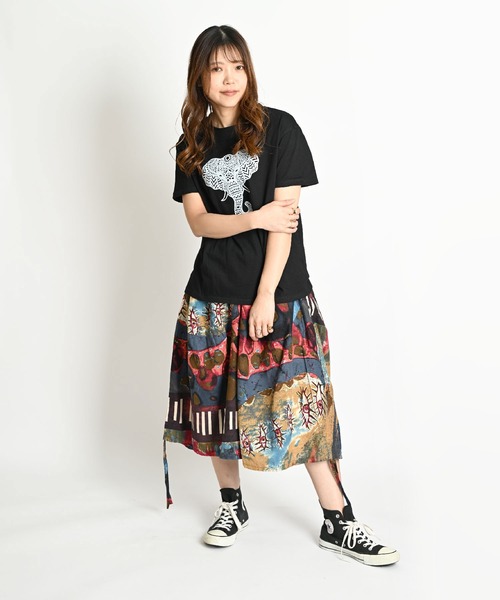 MARAI（マーライ）の「サイドリボン ワイドクロップドパンツ イージーパンツ（その他パンツ・レディース・レッド/グリーン/ベージュ/ネイビー/ブラック/ホワイト×ブラック/ブラック×レッド・FREE）」の14枚目の写真
