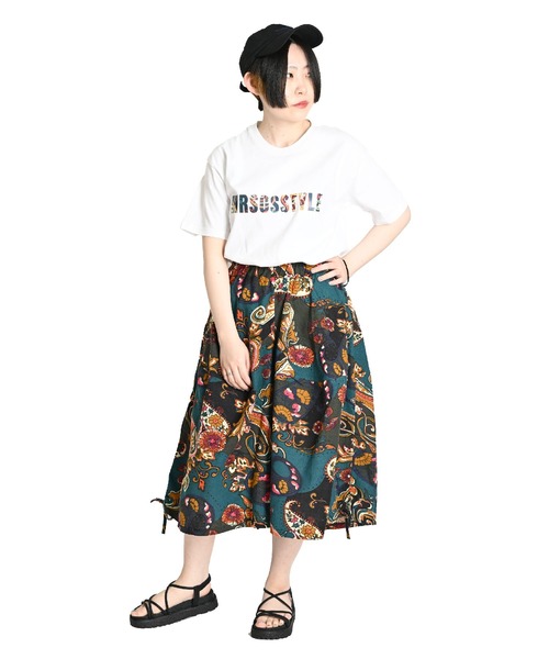 MARAI（マーライ）の「サイドリボン ワイドクロップドパンツ イージーパンツ（その他パンツ・レディース・レッド/グリーン/ベージュ/ネイビー/ブラック/ホワイト×ブラック/ブラック×レッド・FREE）」の19枚目の写真