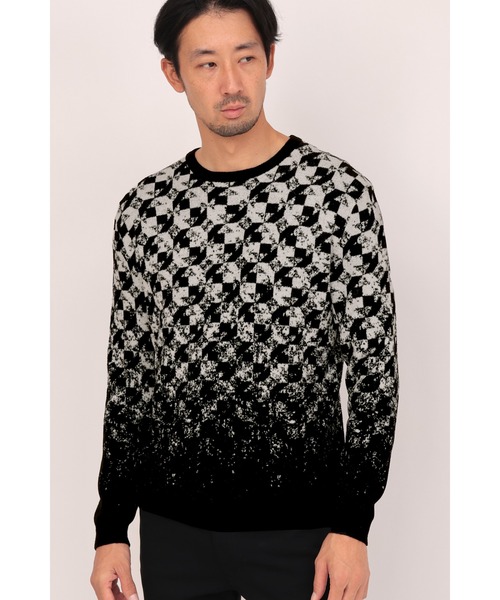 ハイストリート（HIGH STREET）/HIGH STREET∴グラデーションキカ柄モールクルーネックニット HIGH STREET∴グラデーションキカ柄モールクルーネックニット（ニット