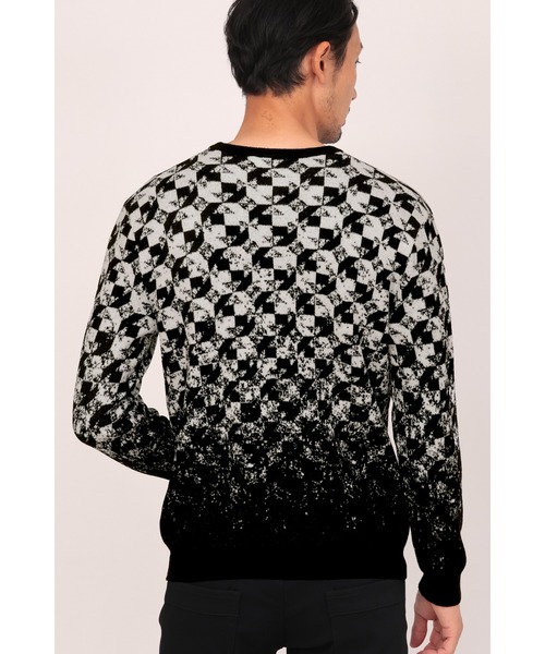 HIGH STREET（ハイストリート）の「HIGH STREET∴グラデーションキカ柄モールクルーネックニット（ニット/セーター・メンズ・ブラック/グレー・LL/L/M）」の14枚目の写真