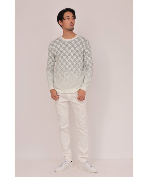 HIGH STREET（ハイストリート）の「HIGH STREET∴グラデーションキカ柄モールクルーネックニット（ニット/セーター・メンズ・ブラック/グレー・LL/L/M）」の12枚目の写真