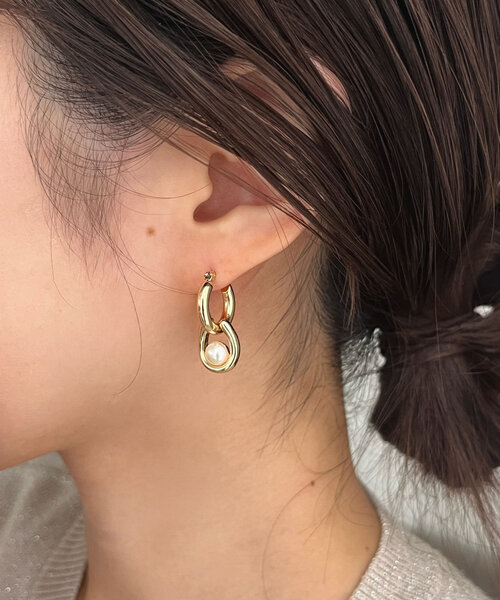 GOLDY(ゴールディ)の「〈GOLDY/ゴールディ〉2WAYパールリングピアス(ピアス(両耳用)・レディース・ゴールド/シルバー・FREE)」の1枚目の写真