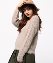 Ray BEAMS | Ray BEAMS / フェザーヤーン畦 Vネック(ニット/セーター)