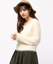 Ray BEAMS | Ray BEAMS / フェザーヤーン畦 Vネック(ニット/セーター)