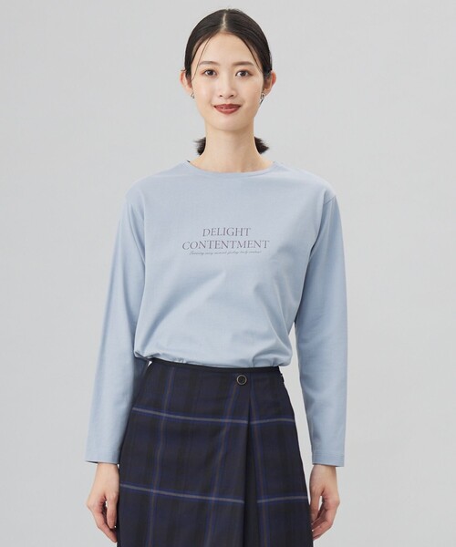 J.PRESS（ジェイプレス）の「ロゴ ロングスリーブ Tシャツ（Tシャツ/カットソー・レディース・ライトグレー系/サックスブルー系/ライトグリーン系/ホワイト系・T13/T15）」の4枚目の写真