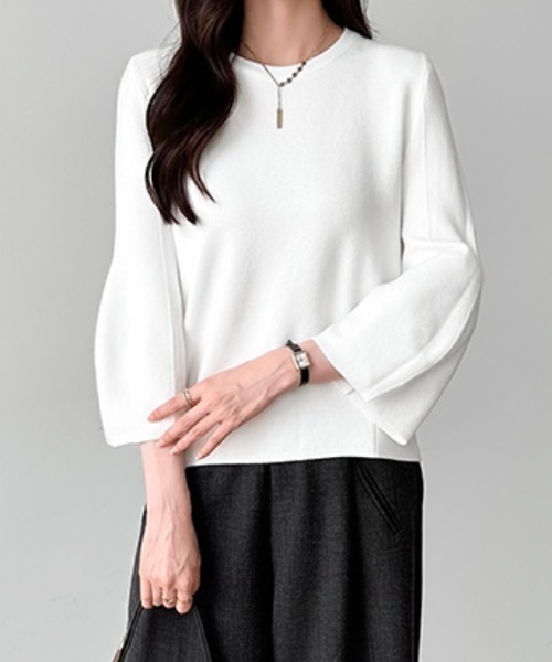 momo　ドゥロワー　定価6.9万　ミラノ編みフリルスリーブニット momo様専用 ドゥロワー 定価6.9万 ミラノ編みフリルスリーブ