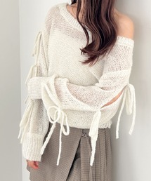Heather | リボンメッシュラメニット　145360(ニット/セーター)