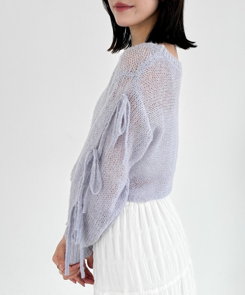 ふほん セール】リボンメッシュラメニット 145360（ニット/セーター