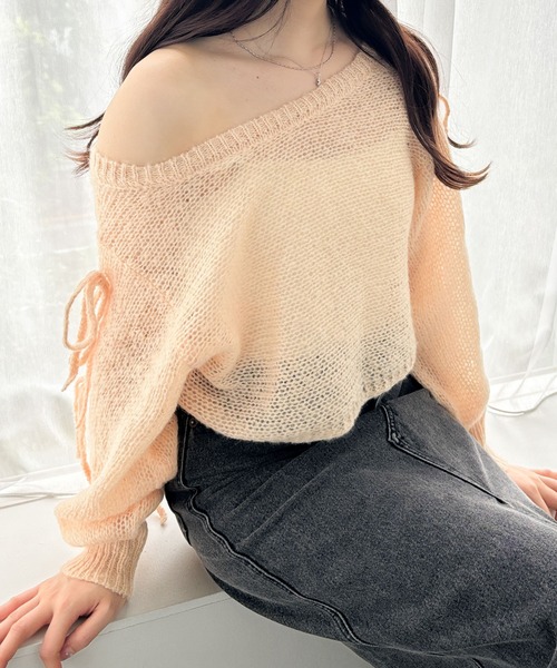 Heather（ヘザー）の「リボンメッシュラメニット　145360（ニット/セーター・レディース・ブルー/オフホワイト/ピンク/イエロー・FREE）」の20枚目の写真