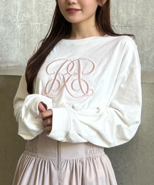 rienda（リエンダ）の「【WEB限定】WRRロングスリーブTシャツ（Tシャツ/カットソー・レディース・ホワイト/ブラック/ピンク系その他・FREE）」の3枚目の写真