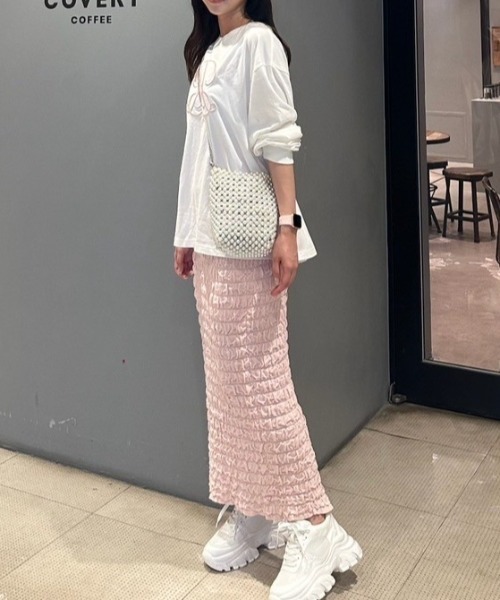 rienda（リエンダ）の「【WEB限定】WRRロングスリーブTシャツ（Tシャツ/カットソー・レディース・ホワイト/ブラック/ピンク系その他・FREE）」の13枚目の写真