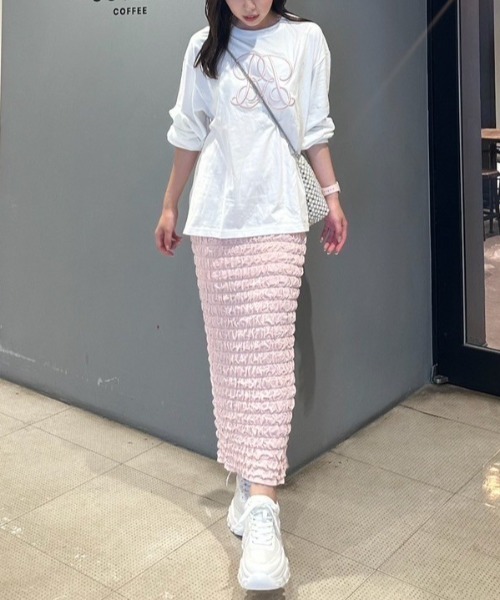 rienda（リエンダ）の「【WEB限定】WRRロングスリーブTシャツ（Tシャツ/カットソー・レディース・ホワイト/ブラック/ピンク系その他・FREE）」の4枚目の写真