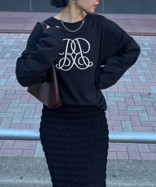 rienda（リエンダ）の「【WEB限定】WRRロングスリーブTシャツ（Tシャツ/カットソー・レディース・ホワイト/ブラック/ピンク系その他・FREE）」の5枚目の写真