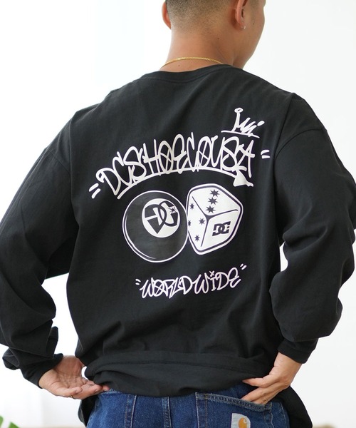 DC（ディーシー）の「DC/ディーシー ロンT/長袖Tシャツ ロングスリーブ ルーズシルエット バックプリント ビックシルエット DLT244077（Tシャツ/カットソー・メンズ・ブラック/ホワイト・L/XL/M）」の2枚目の写真
