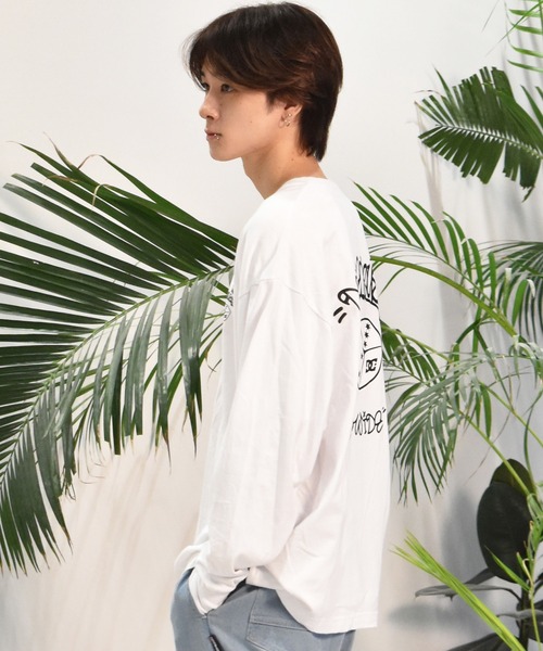 DC（ディーシー）の「DC/ディーシー ロンT/長袖Tシャツ ロングスリーブ ルーズシルエット バックプリント ビックシルエット DLT244077（Tシャツ/カットソー・メンズ・ブラック/ホワイト・L/XL/M）」の4枚目の写真
