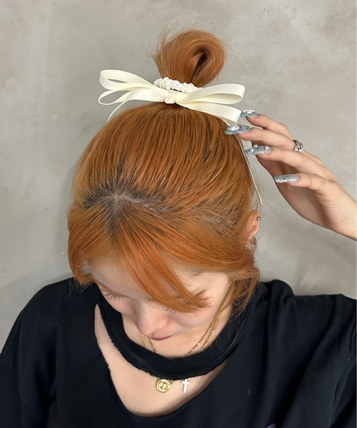 kutir（クティール）の「【2set】ポイントリボンヘアゴム（ヘアゴム・レディース・ブルー/ホワイト・FREE）」の2枚目の写真