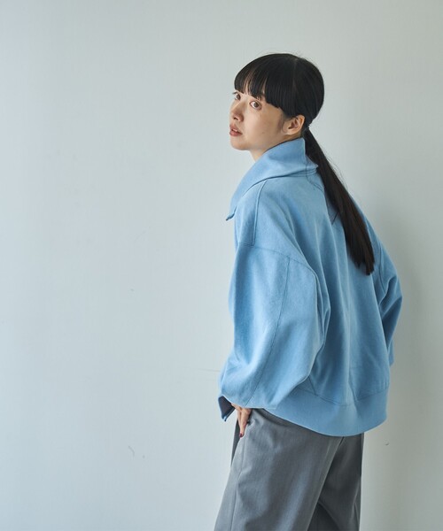 PENNEYS(ぺニーズ)の「PENNEYS(ぺニーズ)別注裏毛スタンドジップスウェットカーディガン(カーディガン/ボレロ・レディース・ライトグレー/ライトブルー/ダークグレー/ナチュラル・M/L)」の5枚目の写真