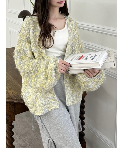 clear（クリア）の「ループニットカーディガン [カジュアル 主役級 カラフル]≪再入荷≫（カーディガン/ボレロ・レディース・イエロー/マルチ/ピンク・F）」の2枚目の写真