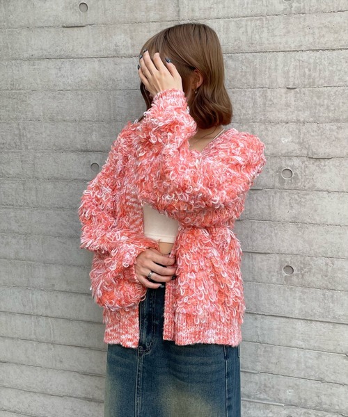 clear（クリア）の「ループニットカーディガン [カジュアル 主役級 カラフル]≪再入荷≫（カーディガン/ボレロ・レディース・イエロー/マルチ/ピンク・F）」の15枚目の写真