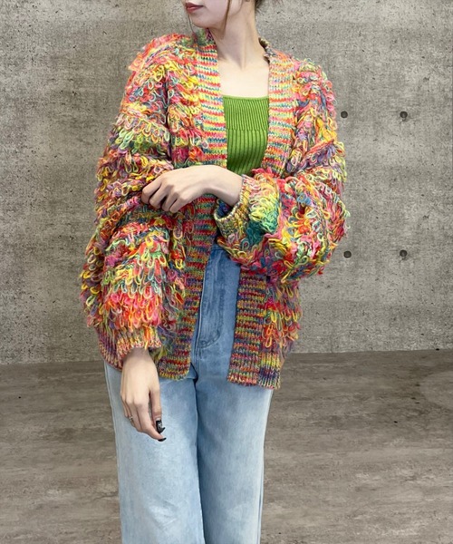 セール】ループニットカーディガン [カジュアル 主役級 カラフル]≪再
