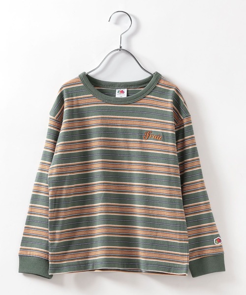 FRUIT OF THE LOOM（フルーツオブザルーム）の「【Fruit Of The Loom(フルーツオブザルーム)】別注マルチボーダーTシャツ(KIDS)（Tシャツ/カットソー・キッズ・ネイビー/アイボリー/グリーン・120cm/140cm/130cm/110cm/150cm）」の3枚目の写真