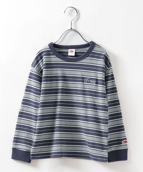 FRUIT OF THE LOOM（フルーツオブザルーム）の「【Fruit Of The Loom(フルーツオブザルーム)】別注マルチボーダーTシャツ(KIDS)（Tシャツ/カットソー・キッズ・ネイビー/アイボリー/グリーン・120cm/140cm/130cm/110cm/150cm）」の9枚目の写真