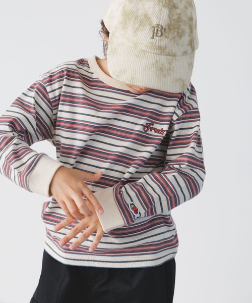 FRUIT OF THE LOOM（フルーツオブザルーム）の「【Fruit Of The Loom(フルーツオブザルーム)】別注マルチボーダーTシャツ(KIDS)（Tシャツ/カットソー・キッズ・ネイビー/アイボリー/グリーン・120cm/140cm/130cm/110cm/150cm）」の7枚目の写真