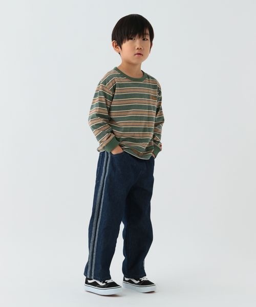 FRUIT OF THE LOOM（フルーツオブザルーム）の「【Fruit Of The Loom(フルーツオブザルーム)】別注マルチボーダーTシャツ(KIDS)（Tシャツ/カットソー・キッズ・ネイビー/アイボリー/グリーン・120cm/140cm/130cm/110cm/150cm）」の21枚目の写真