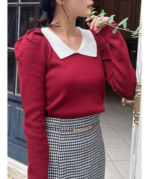 MIIA | 衿付配色長袖ニット(ニット/セーター)