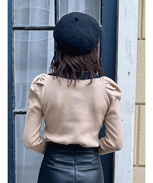 MIIA（ミーア）の「衿付配色長袖ニット（ニット/セーター・レディース・ブラック/ベージュ/ボルドー・FREE）」の15枚目の写真