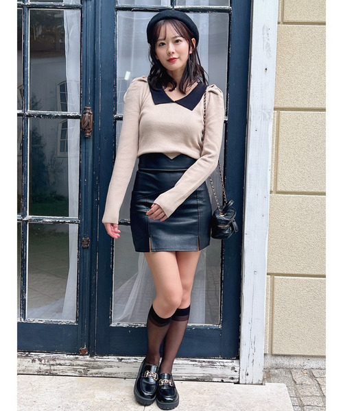 MIIA（ミーア）の「衿付配色長袖ニット（ニット/セーター・レディース・ブラック/ベージュ/ボルドー・FREE）」の16枚目の写真