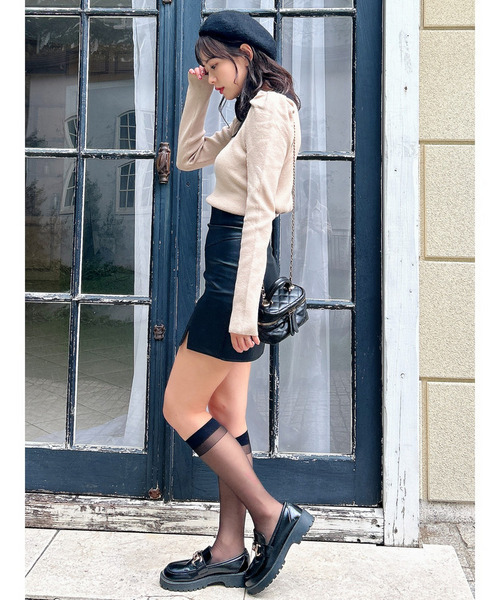 MIIA（ミーア）の「衿付配色長袖ニット（ニット/セーター・レディース・ブラック/ベージュ/ボルドー・FREE）」の18枚目の写真